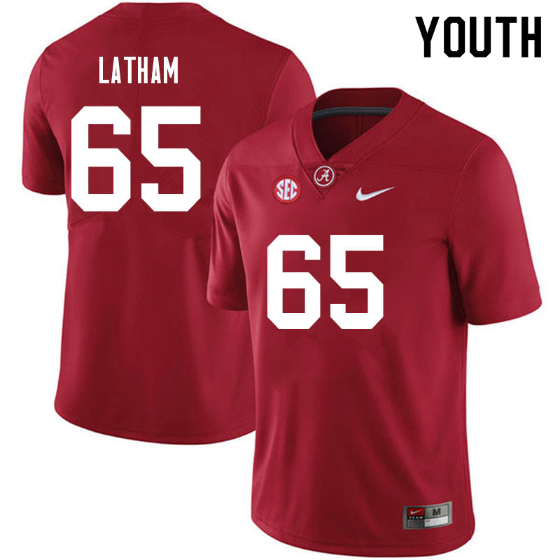 Alabama Crimson Tide Youth JC Latham #65 Crimson NCAA Nike Authentic Stitched 2021 College Football Jersey PB16K44YX